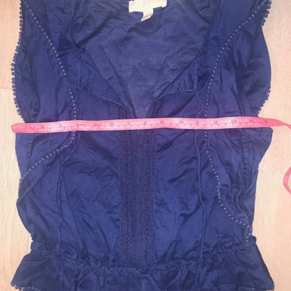 Michael Kors Navy Blue Sleeveless 100% Cotton‎ Y2K style Top Size Small